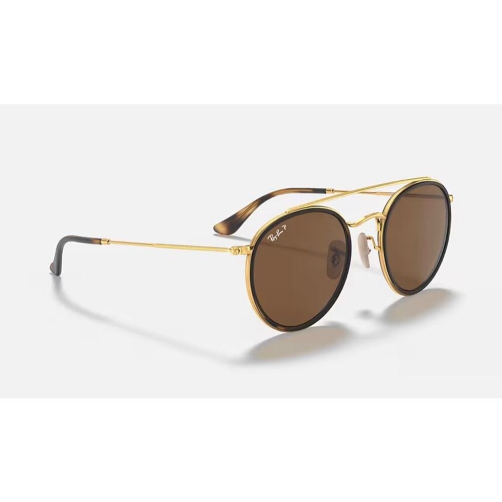 Brand New Ray Ban Polarized Round Double Bridge Sunglasses RB3647N 001/57 51-22